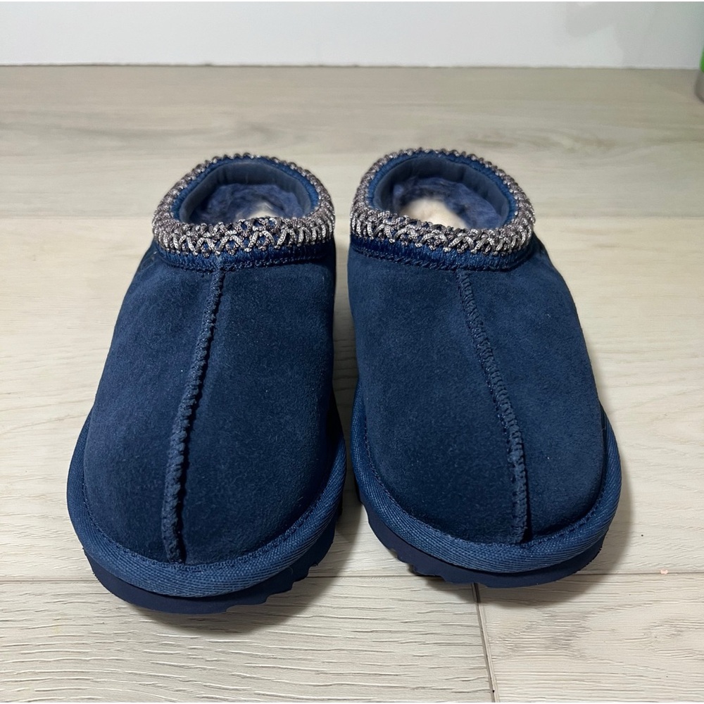 UGG Kids Navy Blue Shearling Lined Slip-On Slippers
